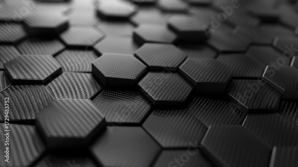 Fototapeta Hex Pattern Grayscale Carbon Fiber 3D Clean Seamless Texture Modern Abstract