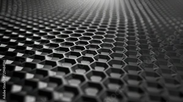 Fototapeta Hex Pattern Grayscale Carbon Fiber 3D Clean Seamless Texture Modern Abstract