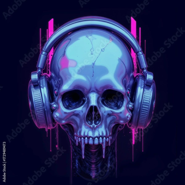 Obraz skull in headphones