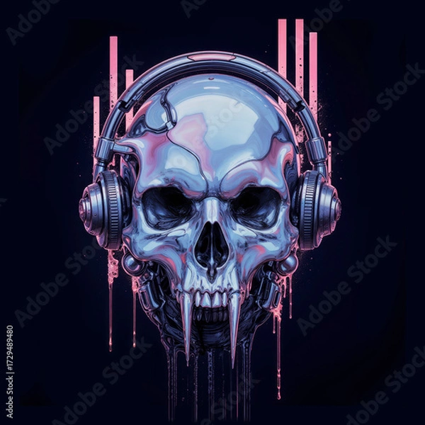 Obraz skull in headphones