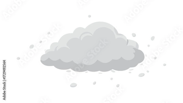 Fototapeta Illustration of a cartoon cloud with snow falling weather forecast element cloudscape design graphic vector art
