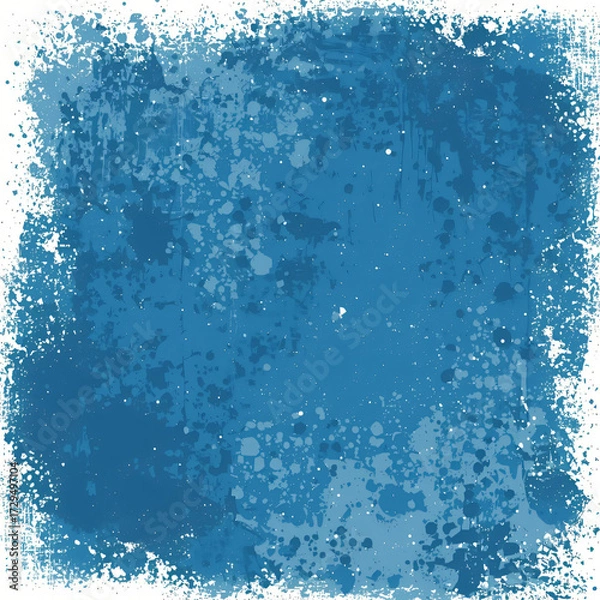 Fototapeta Textured blue circular background with splatters