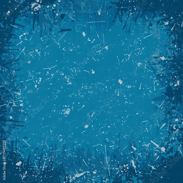 Fototapeta Grunge artistic background with blue drops and splatters
