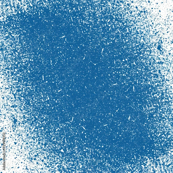 Fototapeta Blue paint block with scratched details and splashes