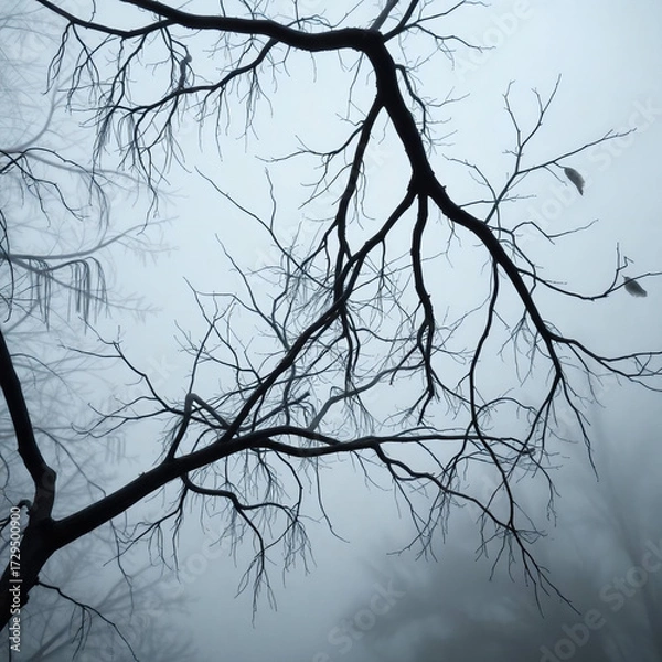 Fototapeta Bare Tree Branches Against Overcast Sky