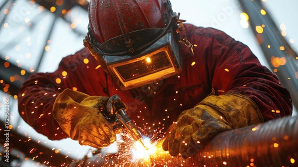 Obraz Welding worker metal fabrication