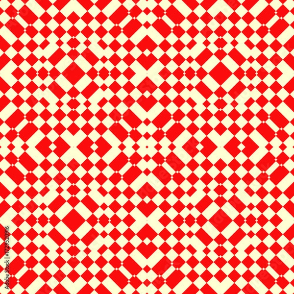 Fototapeta Geometric ornate. Checks, bars seamless pattern. Checkered ornament. Squares, rectangles illustration. Tiles wallpaper. Ethnic motif. Mosaics background. Digital paper. Embroidery textile print.