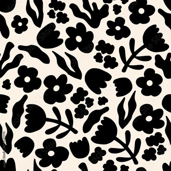 Obraz Modern Monochromatic Floral Pattern