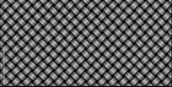 Fototapeta Abstract geometric woven pattern with a black and gray 3D effect, creating a seamless basket weave texture. Perfect for backgrounds, wallpapers, textile design, modern decoration, and digital graphic 
