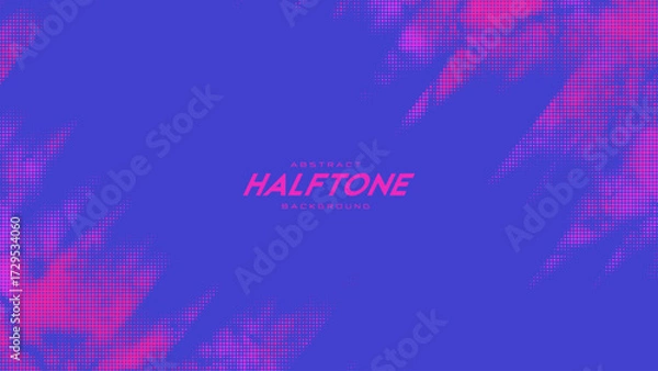 Fototapeta Abstract vector torn monochrome halftone background. Scrathed dotted texture element. Diagonal composition