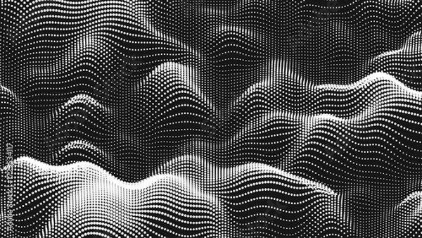 Fototapeta Point wave noise texture. Abstract dot background. Technological cyberspace background.
