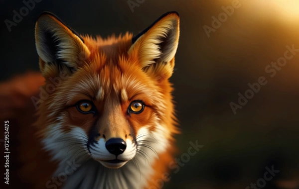 Fototapeta The camera captured a fox portrait.