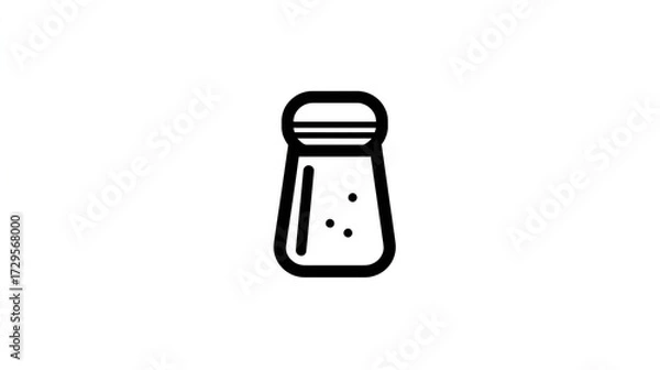 Fototapeta Black-outline minimalist salt shaker icon with peppercorns inside on a white background