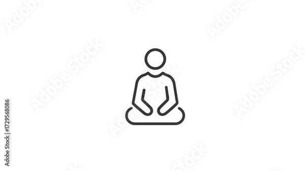 Fototapeta Minimalist line art of a person meditating in a lotus position, on a white background