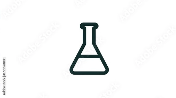 Fototapeta Minimalist line drawing flask containing liquid, white background, scientific