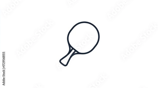 Fototapeta Simple line drawing of a ping pong paddle against a white background
