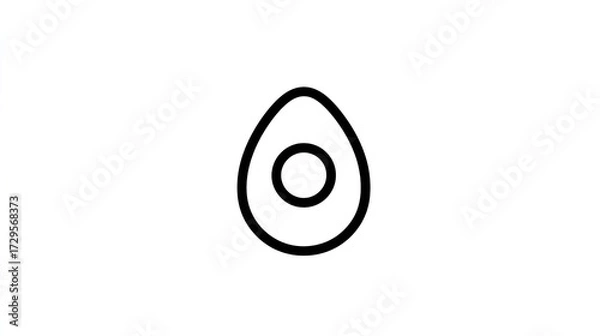Fototapeta Simplified egg icon black outline of egg shape with circular yolk, centered