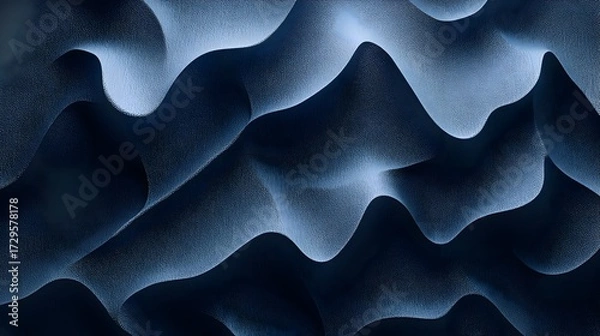 Fototapeta Abstract 3D wavy surface with smooth flowing texture and modern geometric depth, versatile digital background design for creative projects.