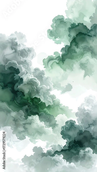 Fototapeta Abstract cloud formations in shades of teal and gray