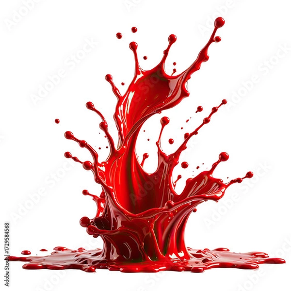 Fototapeta Dynamic explosion of vibrant red liquid against black background