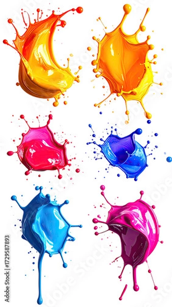 Fototapeta Vibrant splashes of paint in various colors