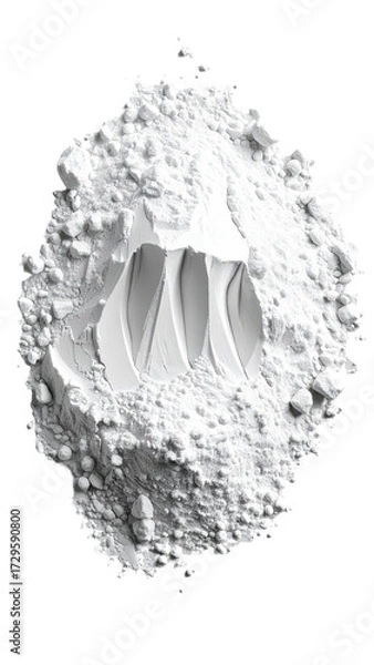 Fototapeta Oval mound of white powder, sculpted with three vertical grooves
