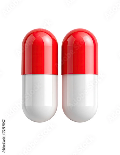 Fototapeta Two red and white capsules (1)