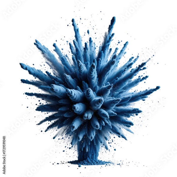 Obraz Blue explosion of powder bursting outward against a dark background