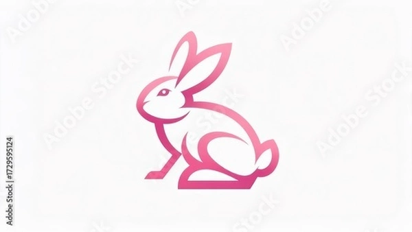 Obraz Elegant Pink Rabbit Illustration - A Minimalist Design for Easter and Spring.