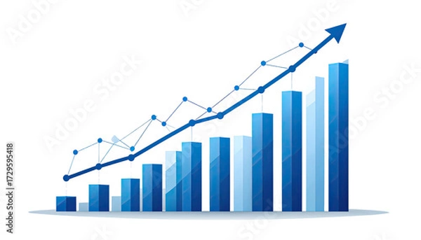 Fototapeta A stylized, upward-trending bar graph with construction-like elements