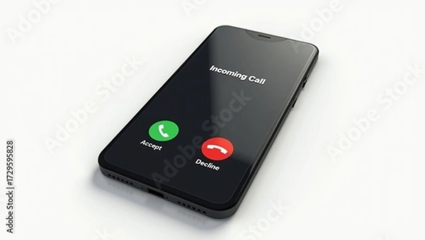 Fototapeta Decision making and choice concept with a smartphone receiving an incoming call. Accept or decline opportunity.