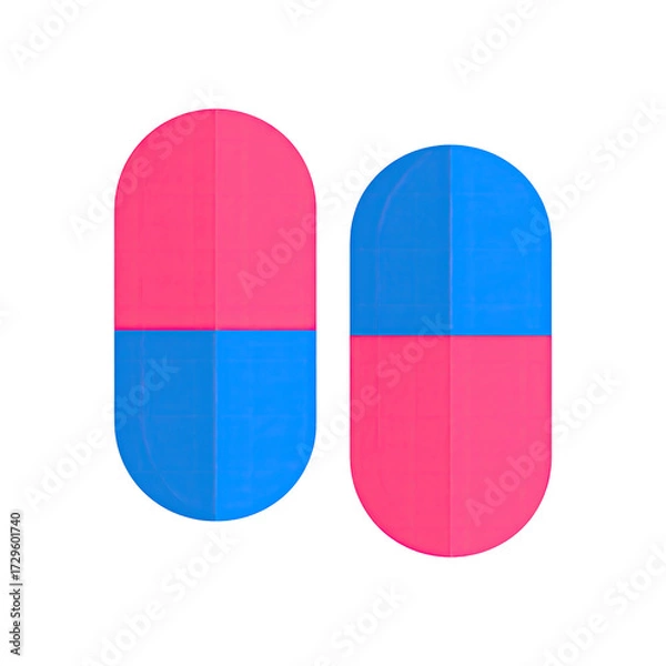 Obraz Two vibrant pink and blue oval erasers, side-by-side