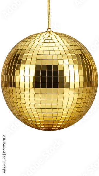 Fototapeta A golden disco ball, hanging