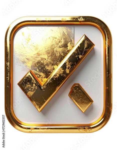 Fototapeta Gold check mark icon in a square frame