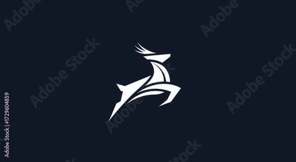 Fototapeta Silhouette of a leaping deer elegant and dynamic design focused on the animals form simple and modern style minimalist aesthetic.