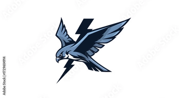 Fototapeta Majestic Falcon Bird with Lightning Bolt.