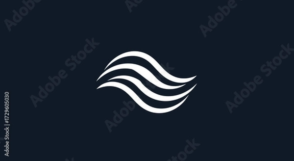 Fototapeta Abstract white wave lines logo design.