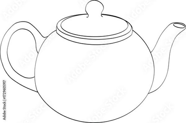 Fototapeta Minimalist Line Drawing of a Classic Teapot with Handle and Spout