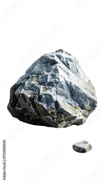 Fototapeta Gray rock, rough texture, uneven surface. Small fragment below