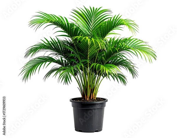 Obraz Vibrant, healthy palm tree in black pot