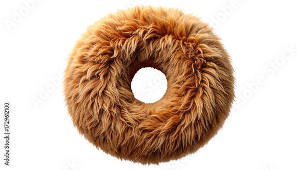 Fototapeta Fluffy donut-shaped object, light brown fur