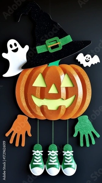 Obraz halloween pumpkin and witch