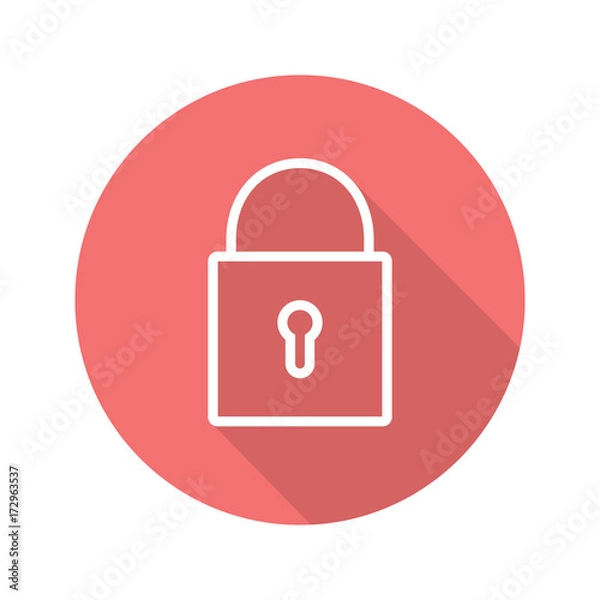 Fototapeta Closed lock flat linear long shadow icon
