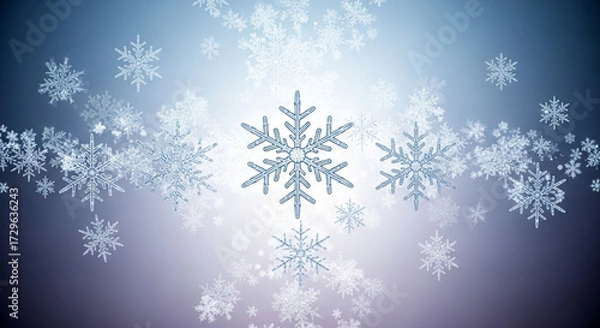 Fototapeta A captivating array of shimmering snowflakes gracefully cascading against a soft, ethereal backdrop, creating a magical winter atmosphere