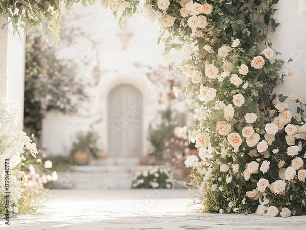 Obraz Romantic Gateway of Roses, A Serene Architectural Floral Display