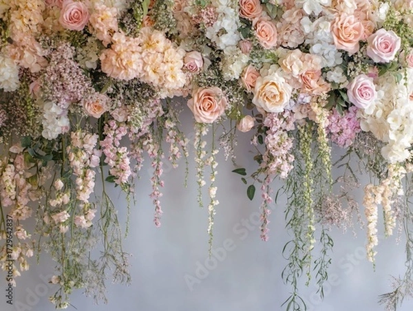 Obraz Elegant floral arrangement with roses and trailing blossoms for decor