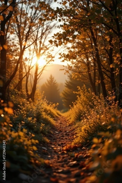 Fototapeta Autumn Path Through Golden Forest