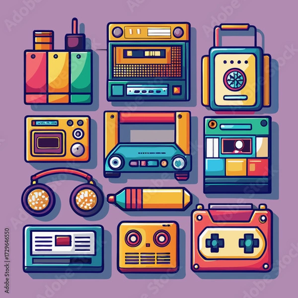 Obraz Retro Tech Icon Set
