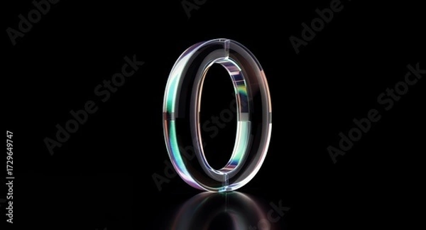 Fototapeta Modern Abstract 3D Render of Number Zero with Vibrant Colors on Black Background