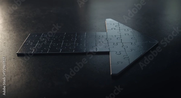 Fototapeta Puzzle Arrow - Symbol of Direction and Progress on Dark Surface